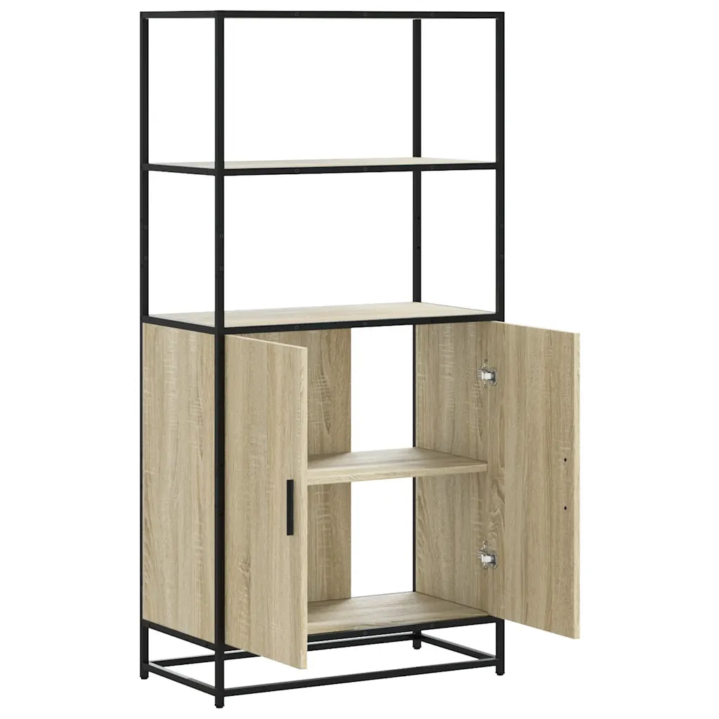 Credenza Rovere Sonoma 68x35x139 cm Legno Multistrato Metallo