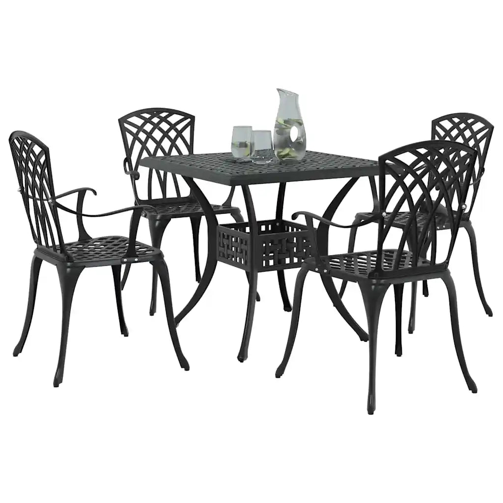 Set di Tavolo da Giardino 5 pcs Nero Alluminio pressofuso 3334761