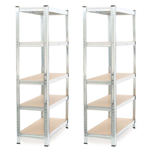 Set 2x scaffali a incastro per carichi pesanti 180x90x40cm Max 875kg l’uno Acciaio 5 ripiani