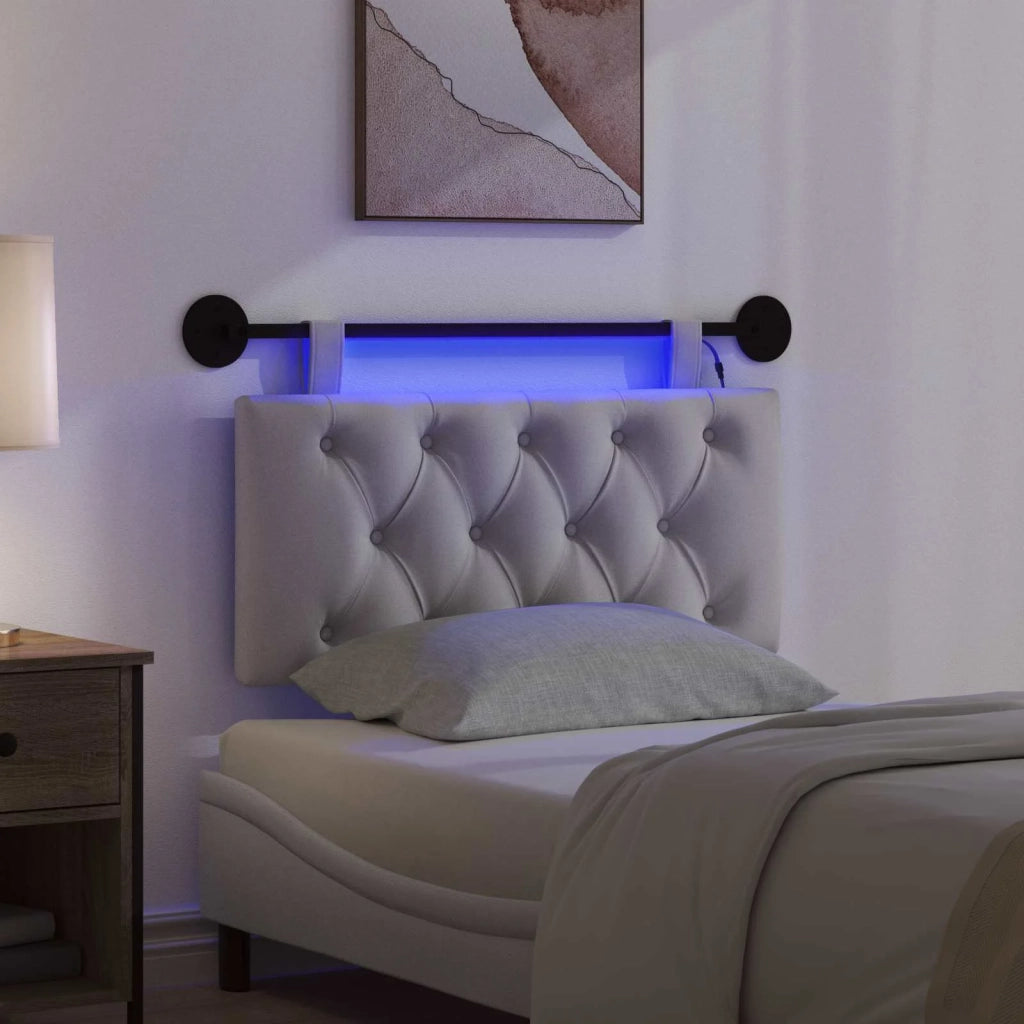 Testiera sospesa Con luce LED Grigio Nuvola Tessuto 3424540