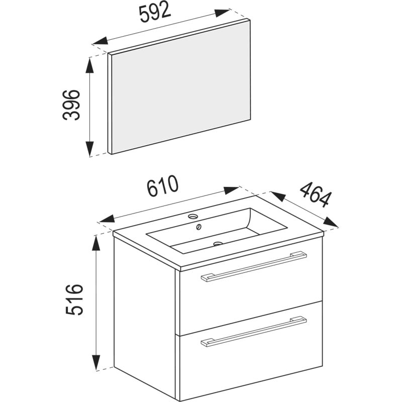 Completo Set bagno 5 pz Mobile sosp 2 casetti con Lavabo large in ceramica incl 1 Colonna 1 mobile sosp e specchio, Bianco