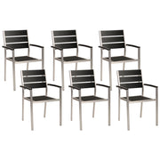 Set di 6 sedie da giardino da pranzo nero e argento con schienale a doghe in alluminio anodizzato set di sedie da esterno