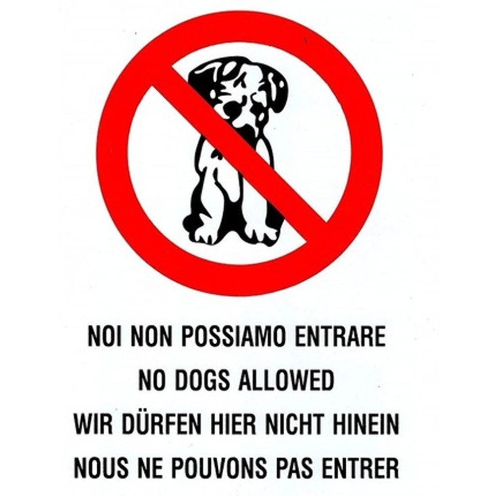 Trade Shop - Cartello Adesivo Metallo Vietato Ingresso Ai Cani Indicazioni Segnaletica Targa -