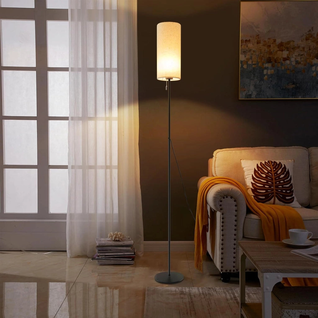 ZMH Lampada da terra LED retrò paralume tessuto dimmerabile interruttore cavo per soggiorno