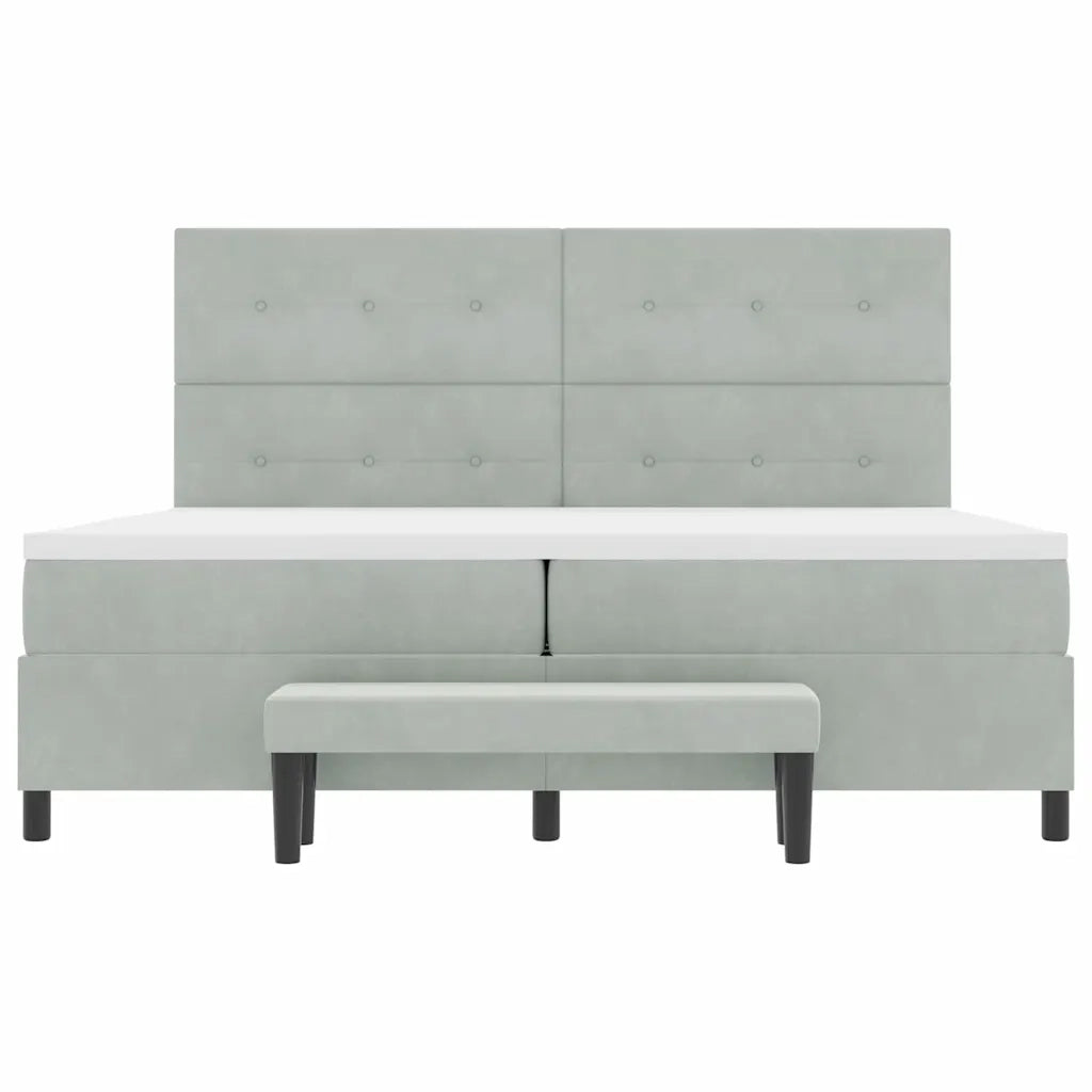 Letto a molle con materasso Grigio chiaro 200 x 200 cm Velluto