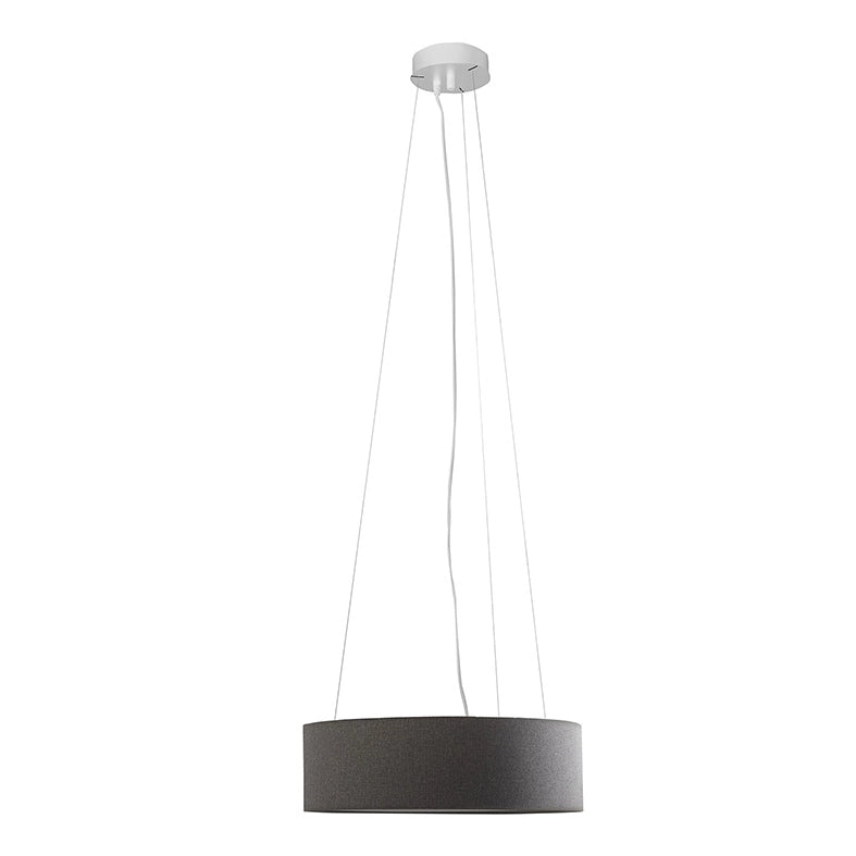 Vivien Lampada a Sospensione Bianca, Paralume Cilindrico Antracite, E27, IP20, 48cm - Rossini Group - Design Minimal ed Elegante