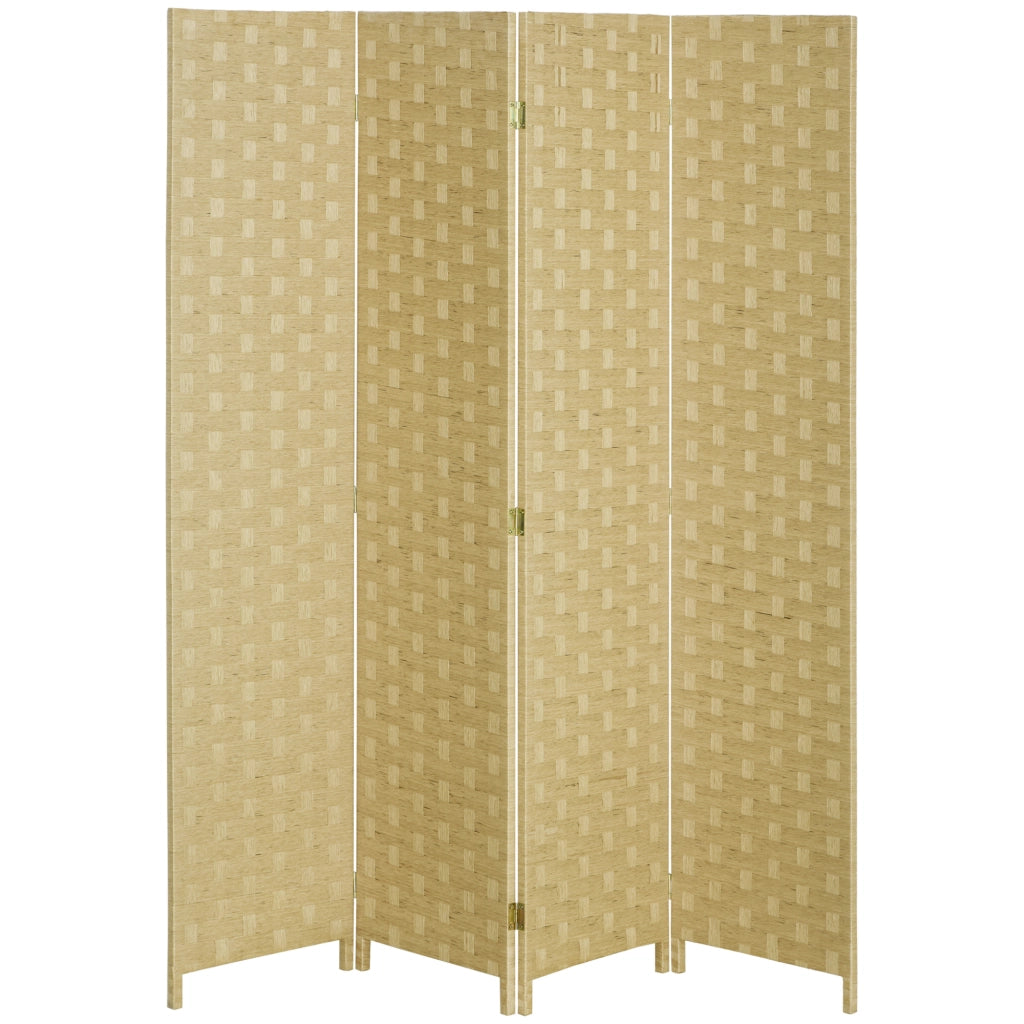 EasyComfort Paravento Separé da Interno a 4 Ante in Legno, Pieghevole e Salvaspazio Altezza 170cm, Marrone
