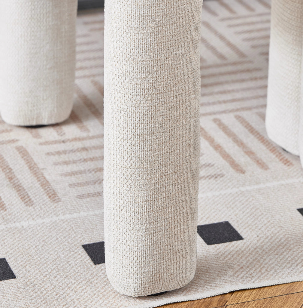 Sedia con Braccioli in Chenille; Beige; Sedia Imbottita per Sala da Pranzo e Ufficio