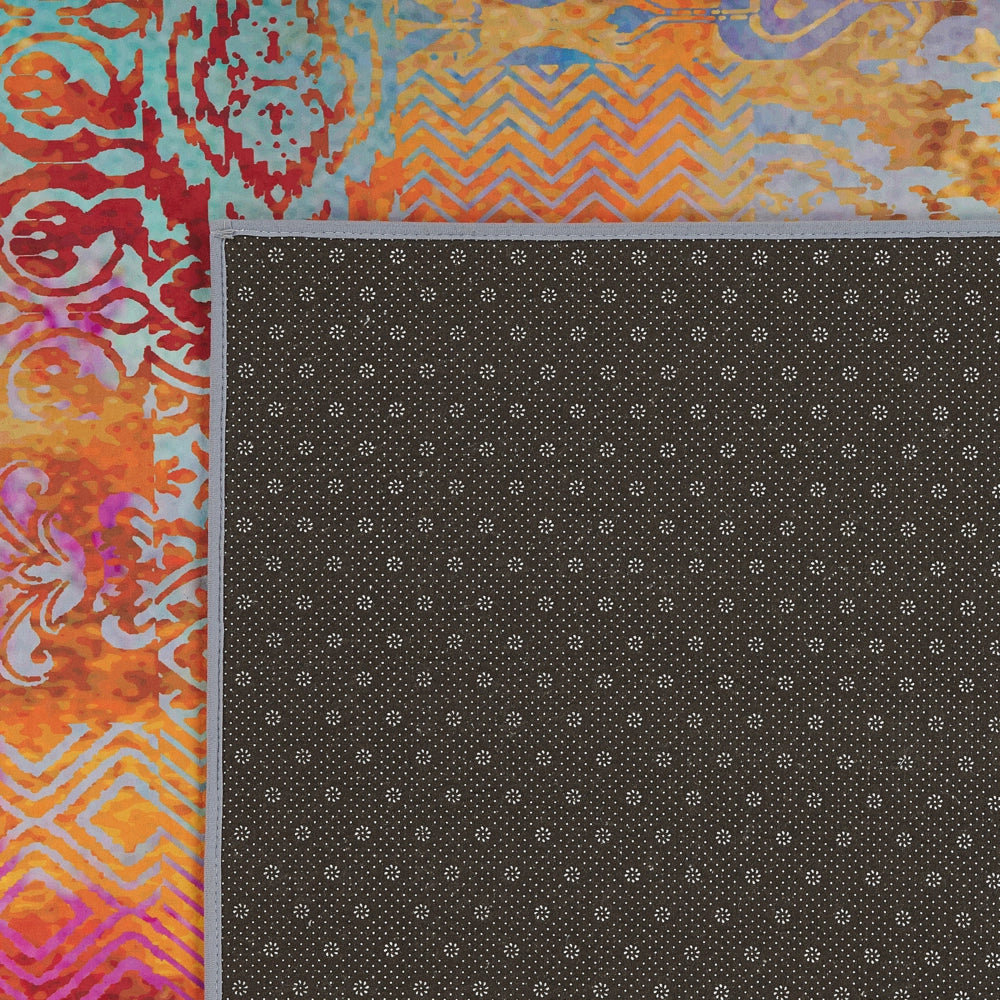 Tappeto tappetino Moquette Tessuto in poliestere Multicolore Motivo astratto Fondo rivestito in gomma 80 x 150 cm