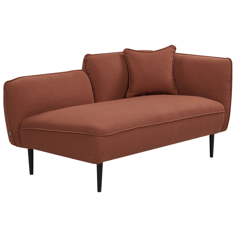 Chaise longue Destra in poliestere rosso con cuscino e gambe metallo da salotto