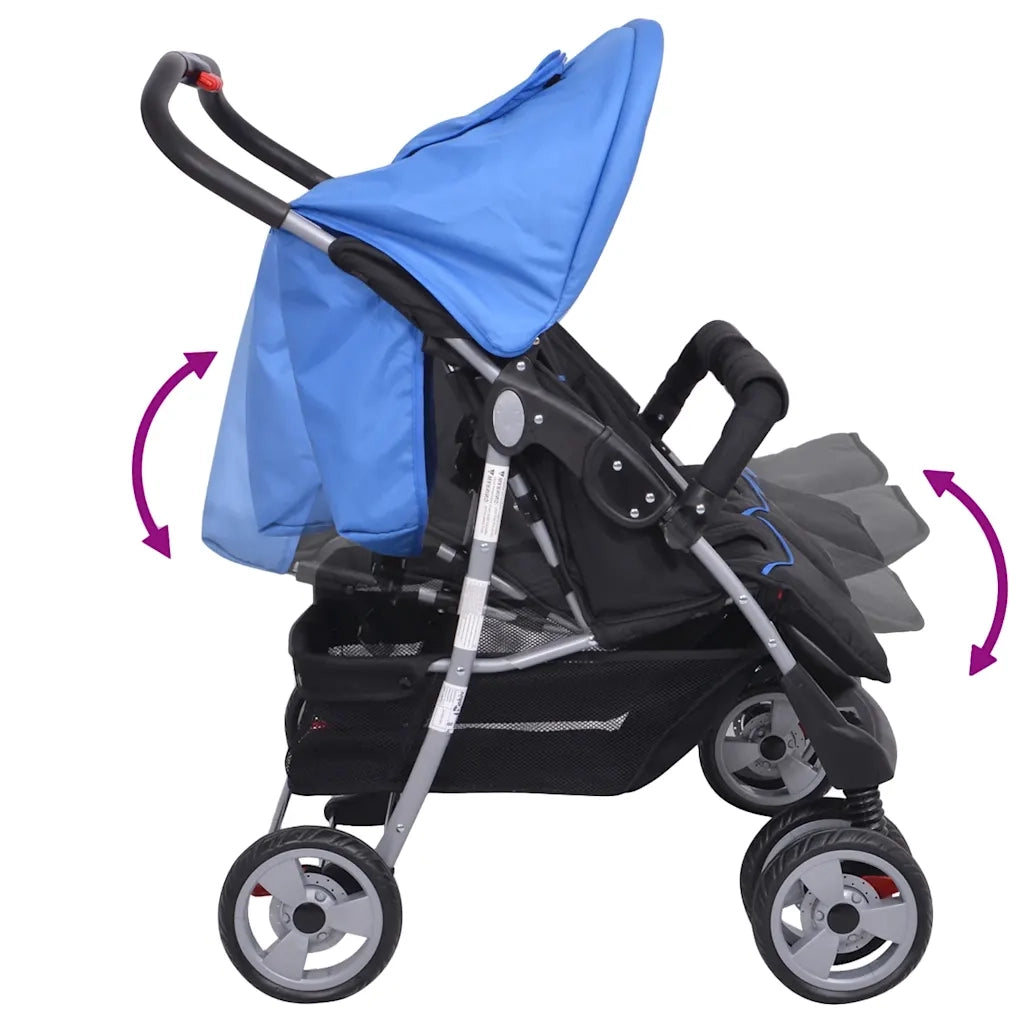 Passeggino Gemellare in Acciaio Blu e Nero CFW1332296