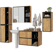 Set di mobili da bagno sospesi VAMI in Rovere Craft con colore interno Nero