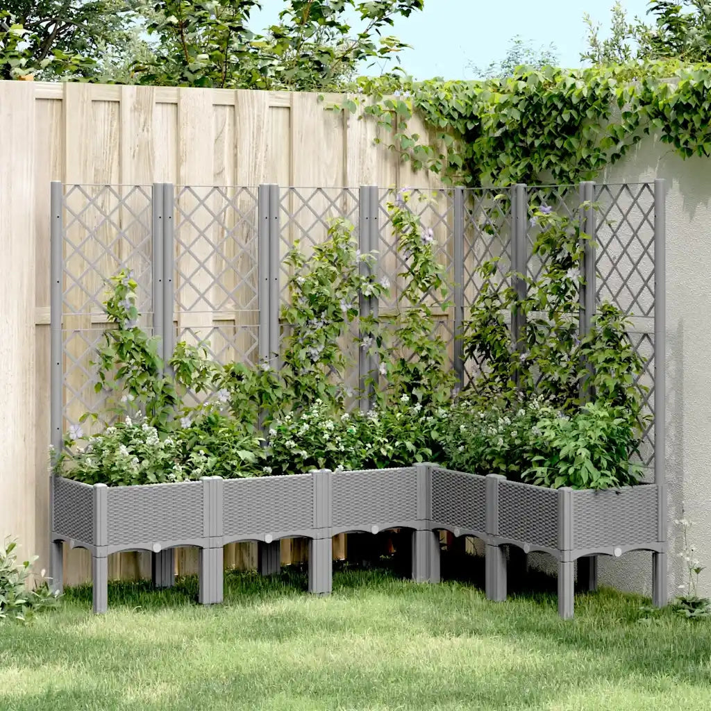 Fioriera | Cassetta per fiori | Vaso Giardino con Graticcio Grigio Chiaro 160x120x142 cm PP