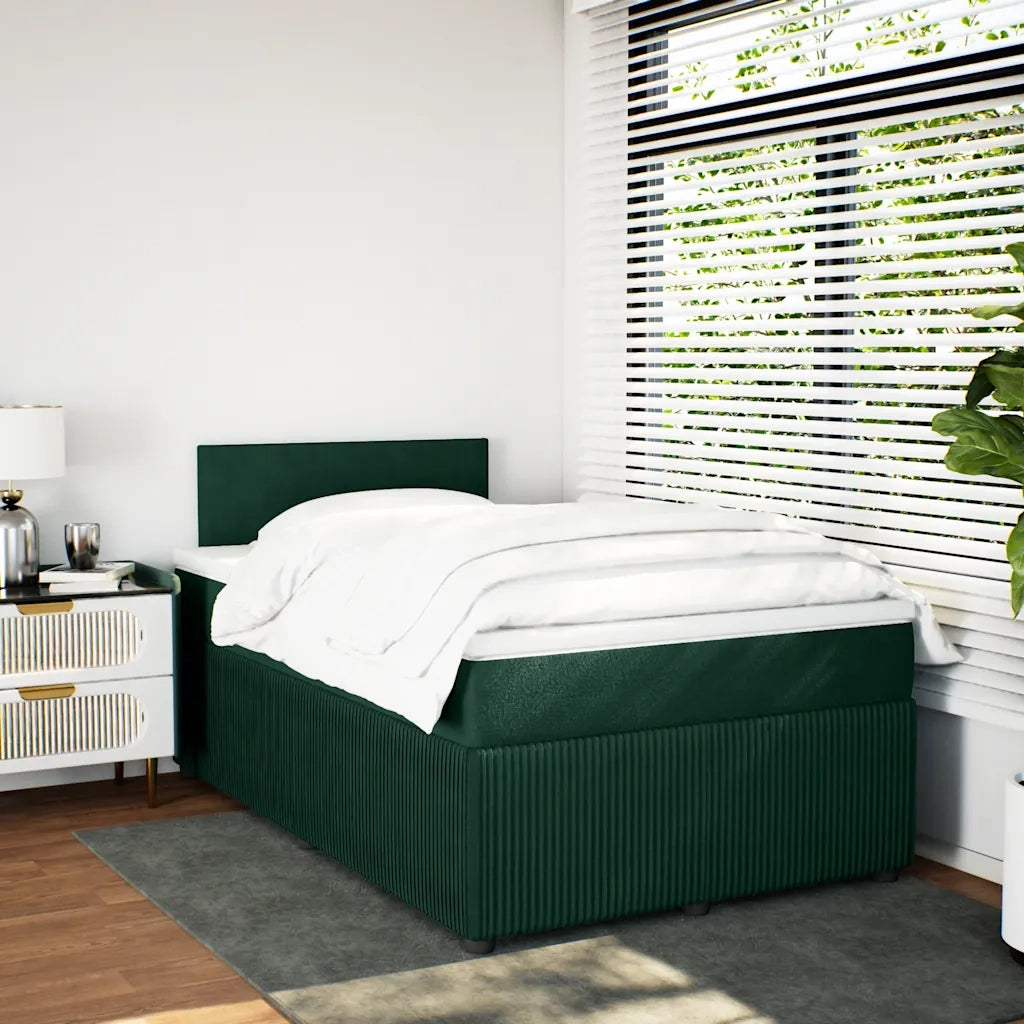 vidaXL Giroletto a Molle con Materasso Verde Scuro 120x190 cm Velluto