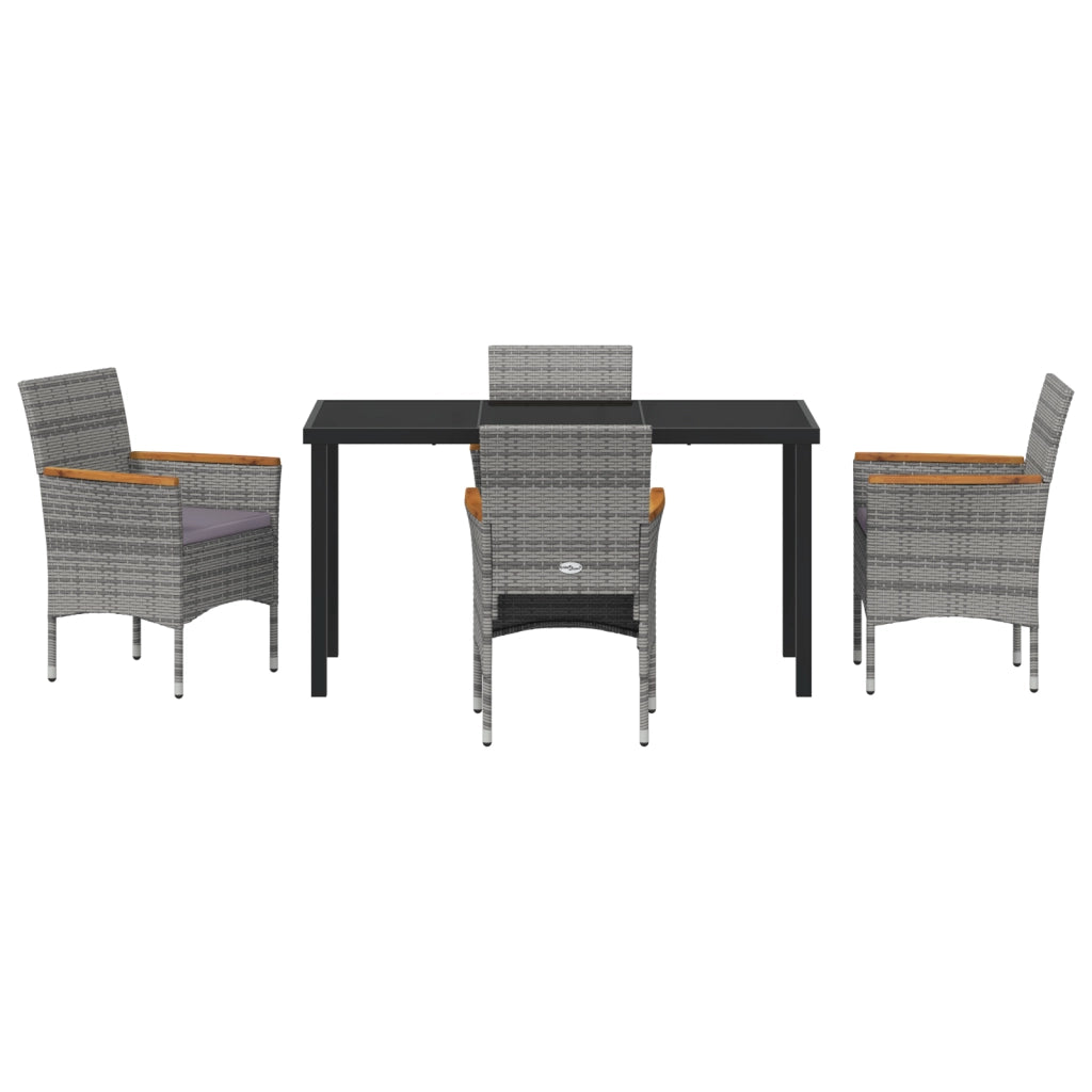 Set da Pranzo da Giardino 5 Pezzi - Rattan Polietilene Grigio