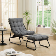 POLTRONA lounge da esterno con ottoman 65x78x86 cm acciaio grigio
