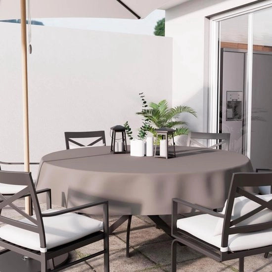 Tavolo Rotondo Coperta Moka Poliestere Marrone Diametro 180 cm