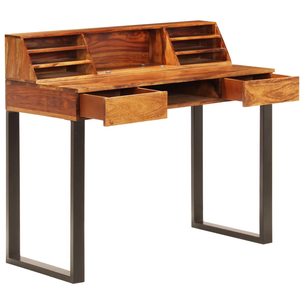 Scrivania 110x50x94 cm Massello di Acacia e Acciaio 247964