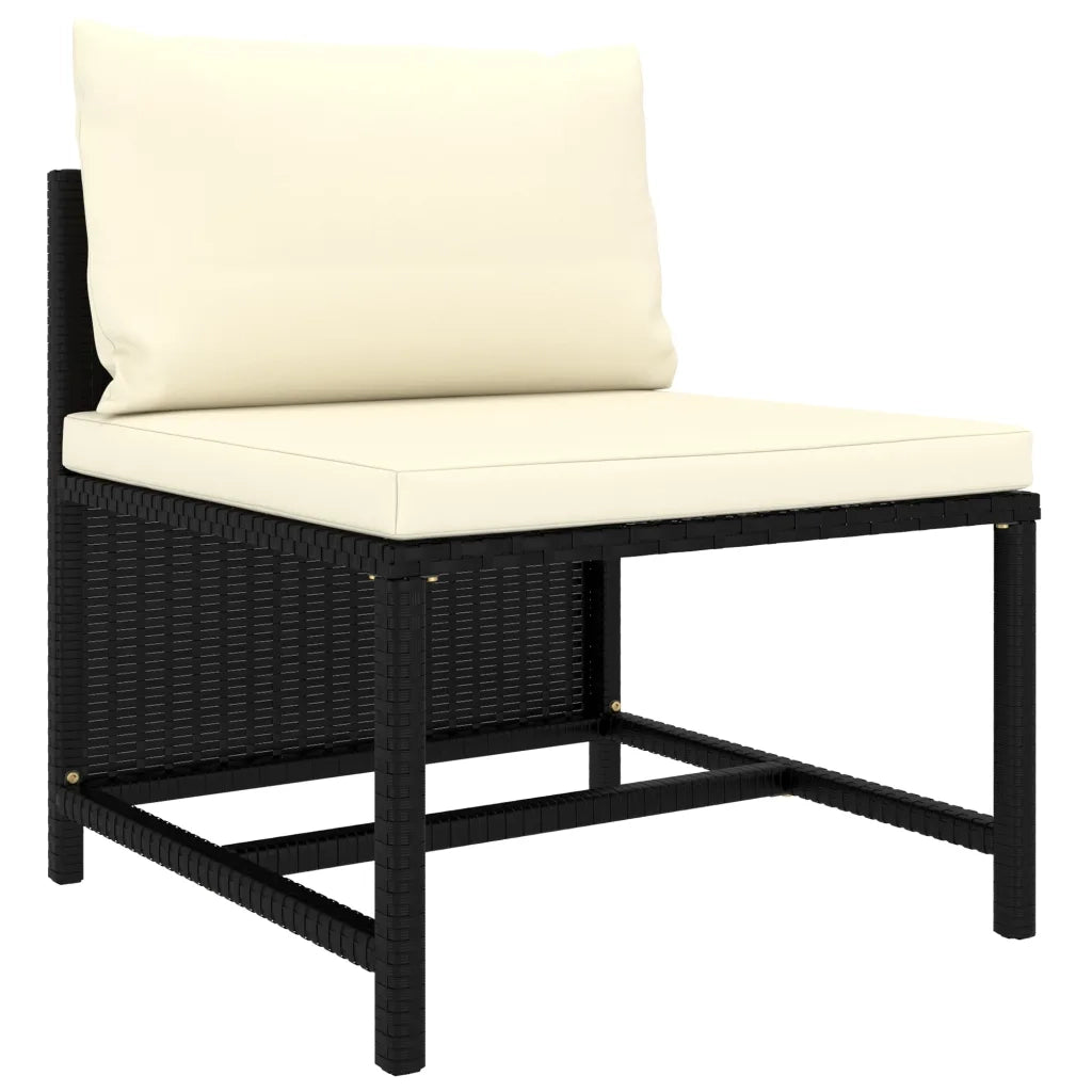 Set Divani da Giardino 6 pz con Cuscini in Polyrattan Nero 3059789