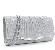 Borsa da sera con cerniera e catena rimovibile, elegante clutch con pailletten, portafoglio per matrimoni, banchetti e prom.