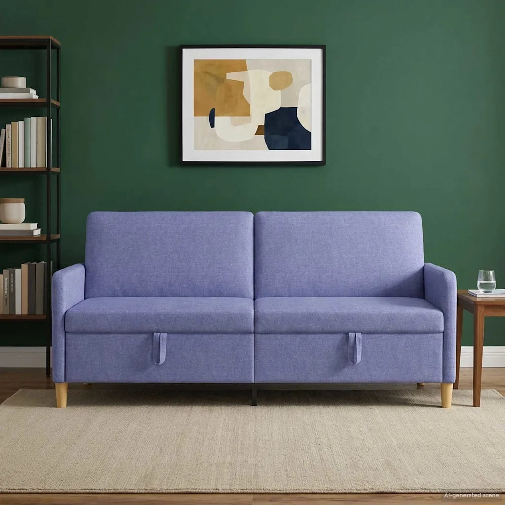 Divano con Storage Blu jeans 192 x 78 x 87 cm Poliestere 42036988