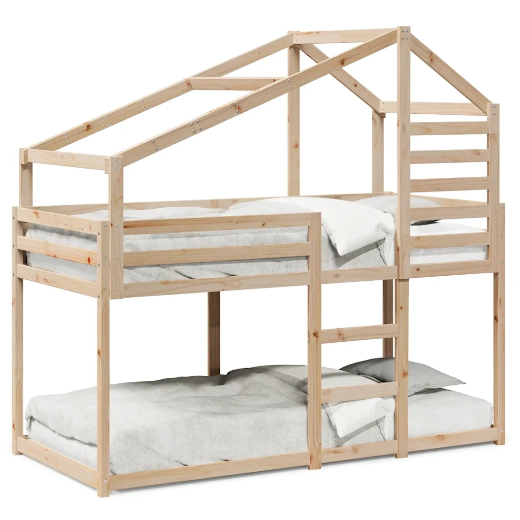 Letto a Castello senza Materasso-Struttura Letto a Castello 90x200cm Massello Pino 274433
