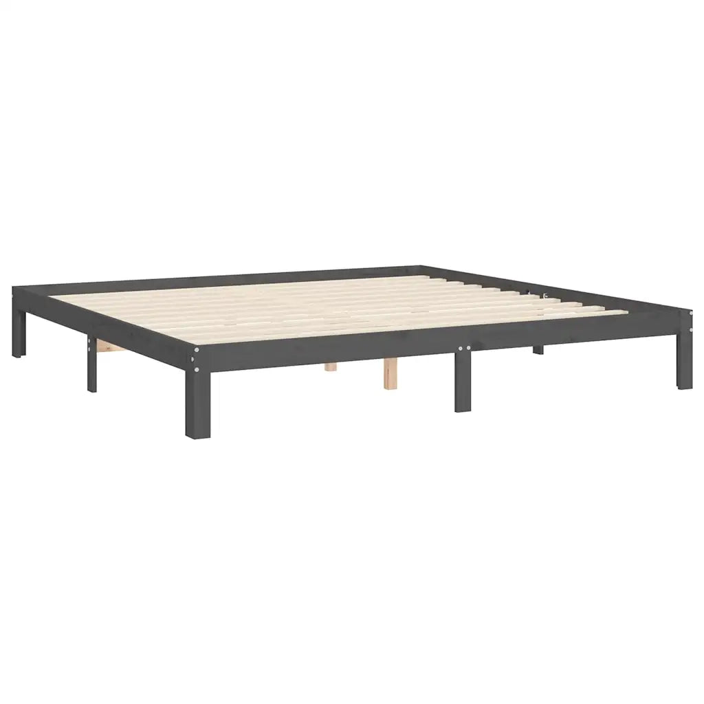 Giroletto con Testiera Grigio 200x200 cm in Legno Massello 3193618