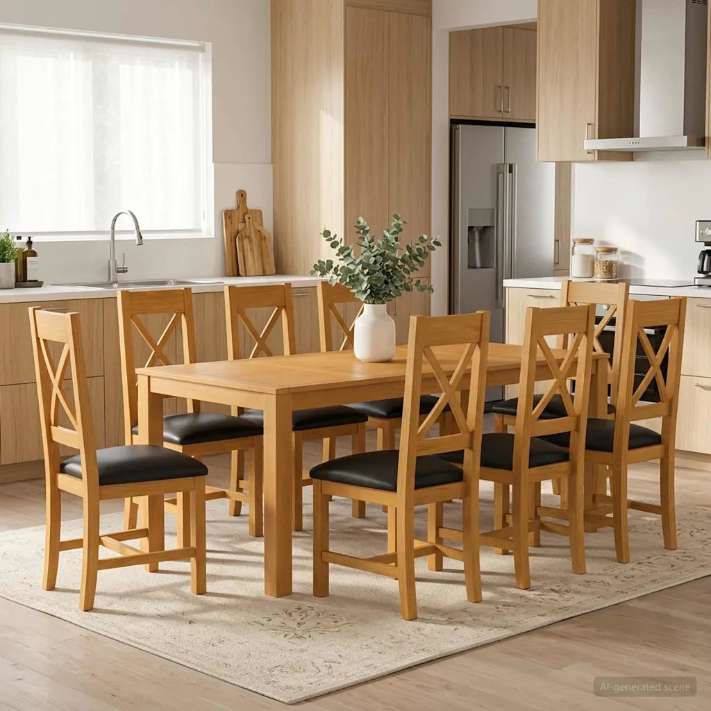 Set da pranzo 9 pz Nero Legno di Quercia Massello 3430418
