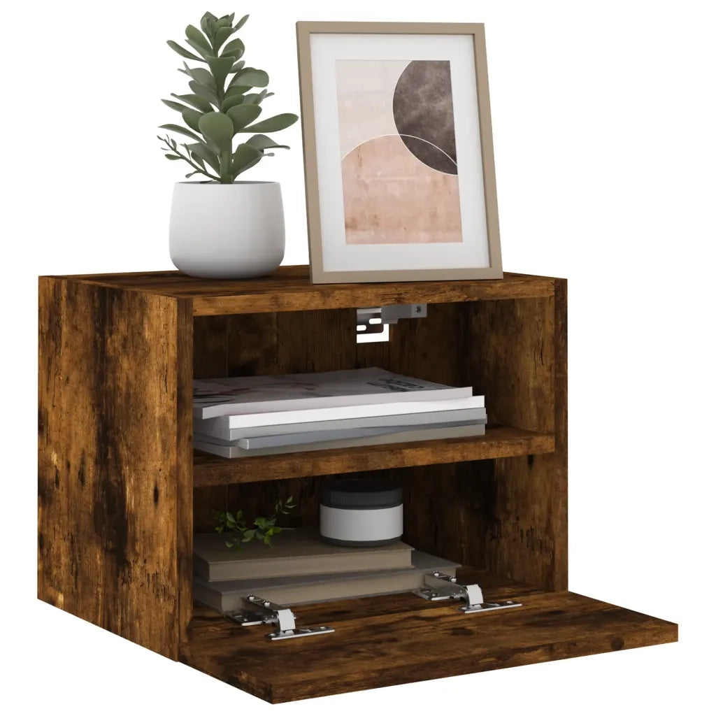 Mobile TV a Parete Rovere Fumo 40x30x30 cm in Legno Multistrato 836848