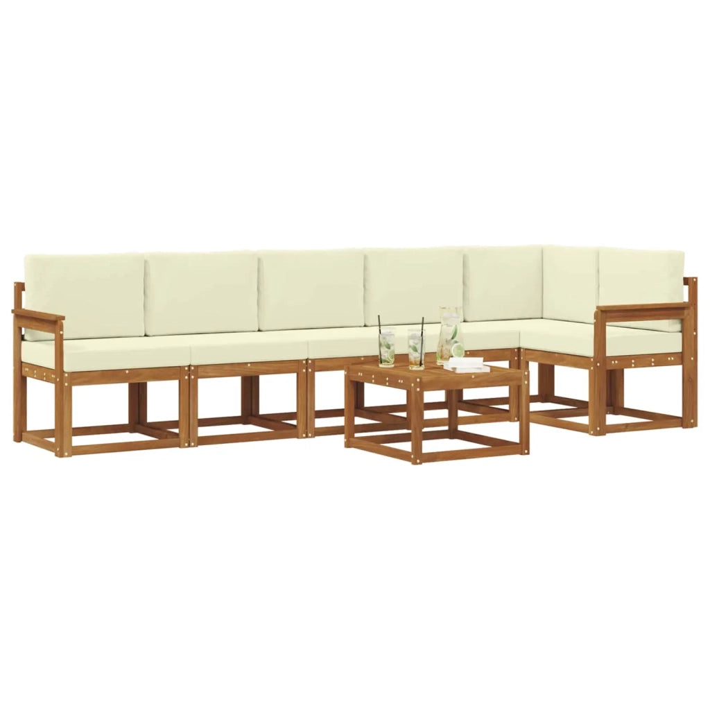 Set di divani da esterno con cuscino 7 pcs Naturale e Crema