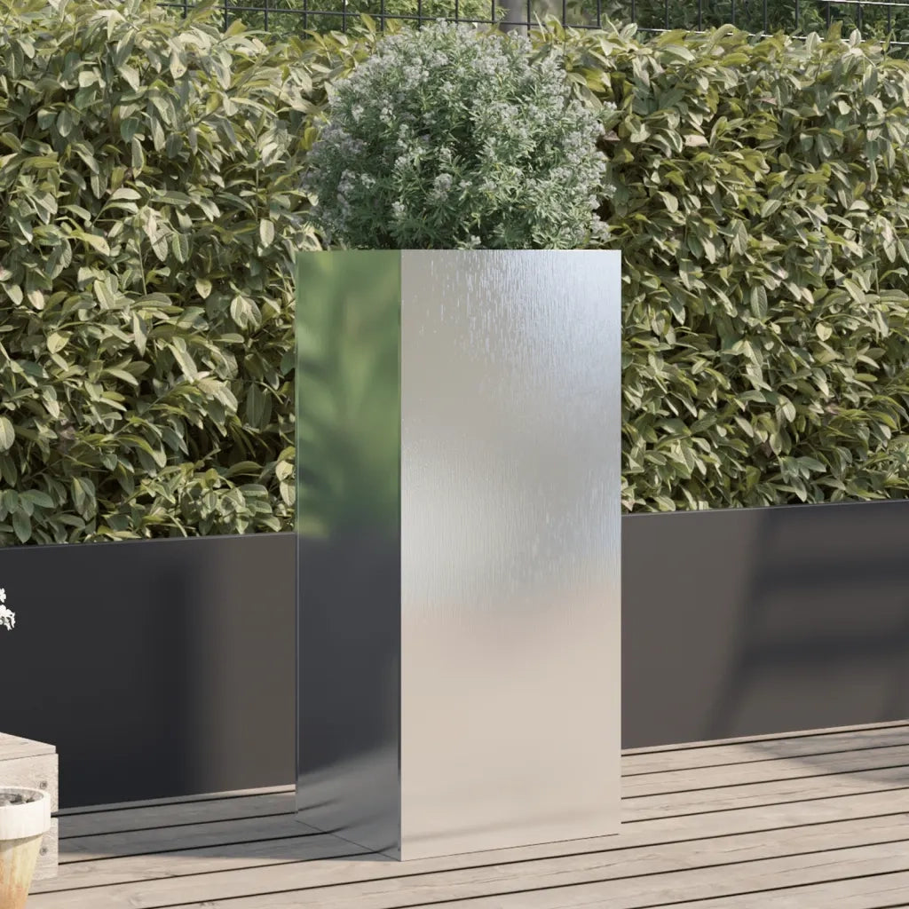 Fioriera | Cassetta per fiori | Vaso Argento 32x29x75 cm in Acciaio Inox
