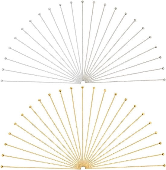 Pacchetto 500 pezzi di viti a testa rotonda 50mm - Viti per orecchini in oro - Viti a testa rotonda in ottone argentato - Viti a lunghezza per orecchini - Accessori per gioielli in DIY