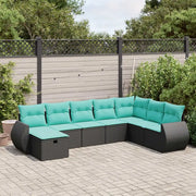 Set Divani da Giardino con Cuscini 8 pz Nero in Polyrattan 3325633