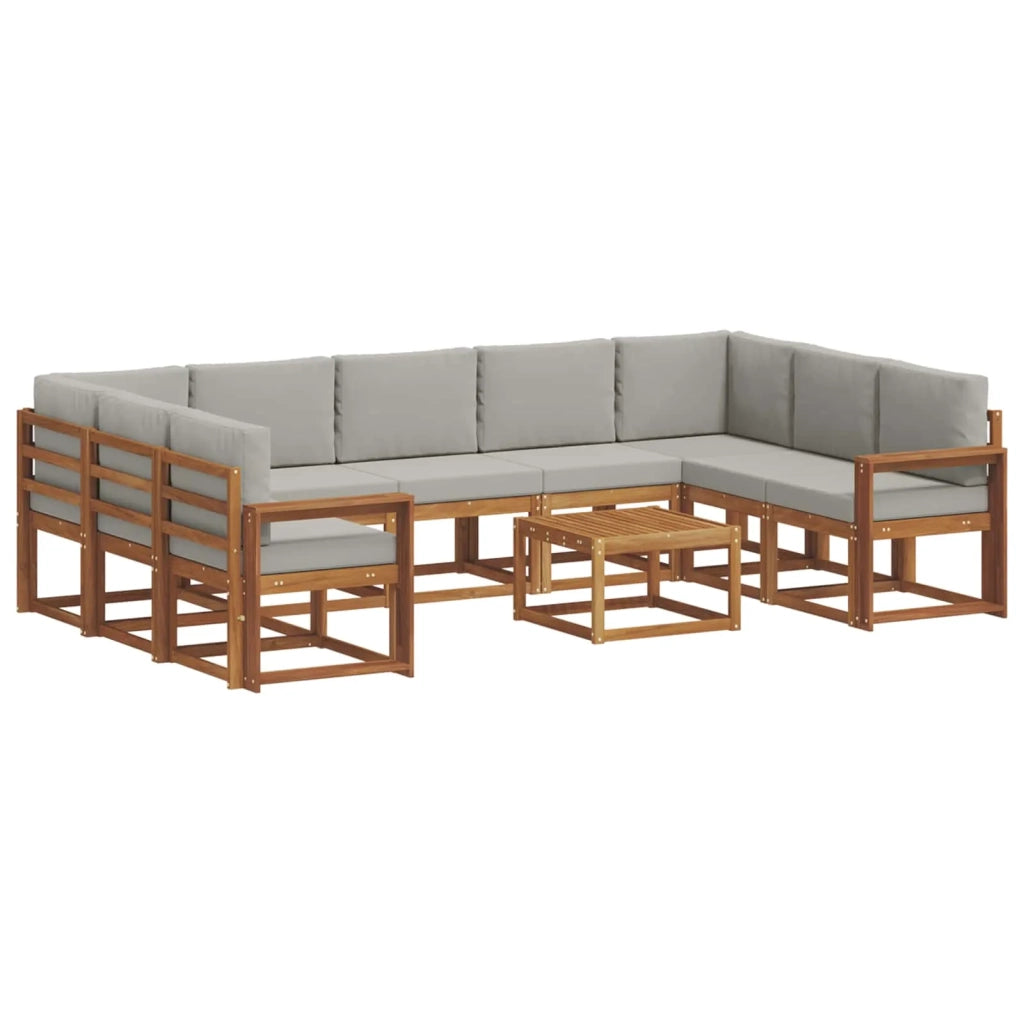 Set di divani da esterno 10 pcs Grigio Naturale e Chiaro 3367024