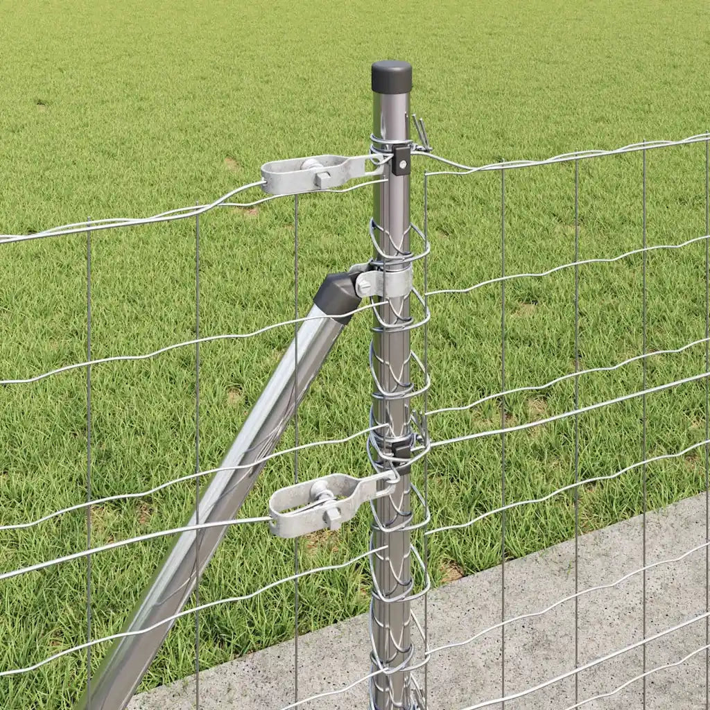 Recinzione da Giardino | Recinzione con Posto Argento 0,6 x 25 m Acciaio