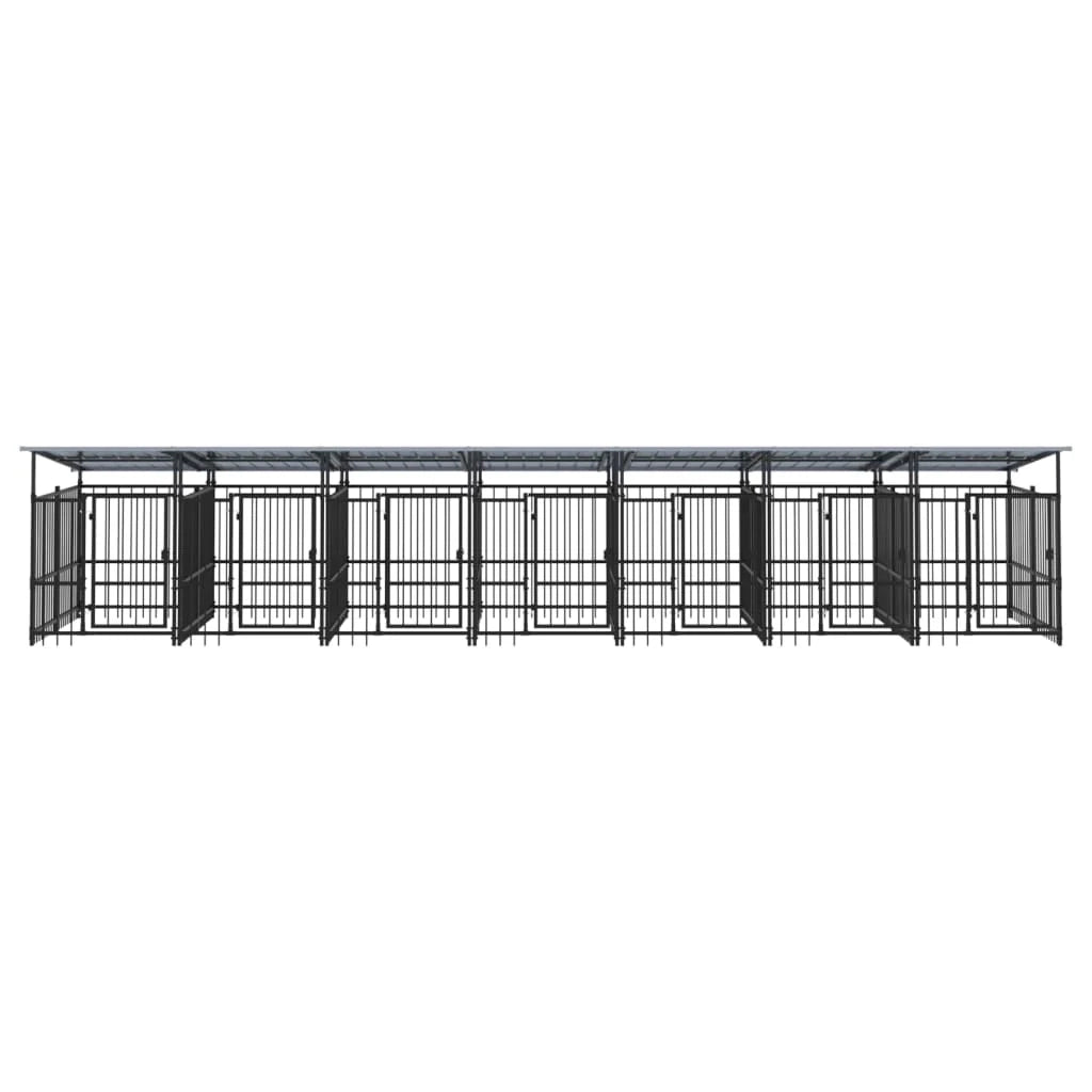 Cuccia gabbia per animali da esterno con tetto per cani in acciaio 13,14 m² nero 02_0041739