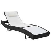 Lettino prendisole sedia a sdraio lettino prendisole letto da giardino mobili da esterno per patio con cuscino resina intrecciata nera 02_0012559