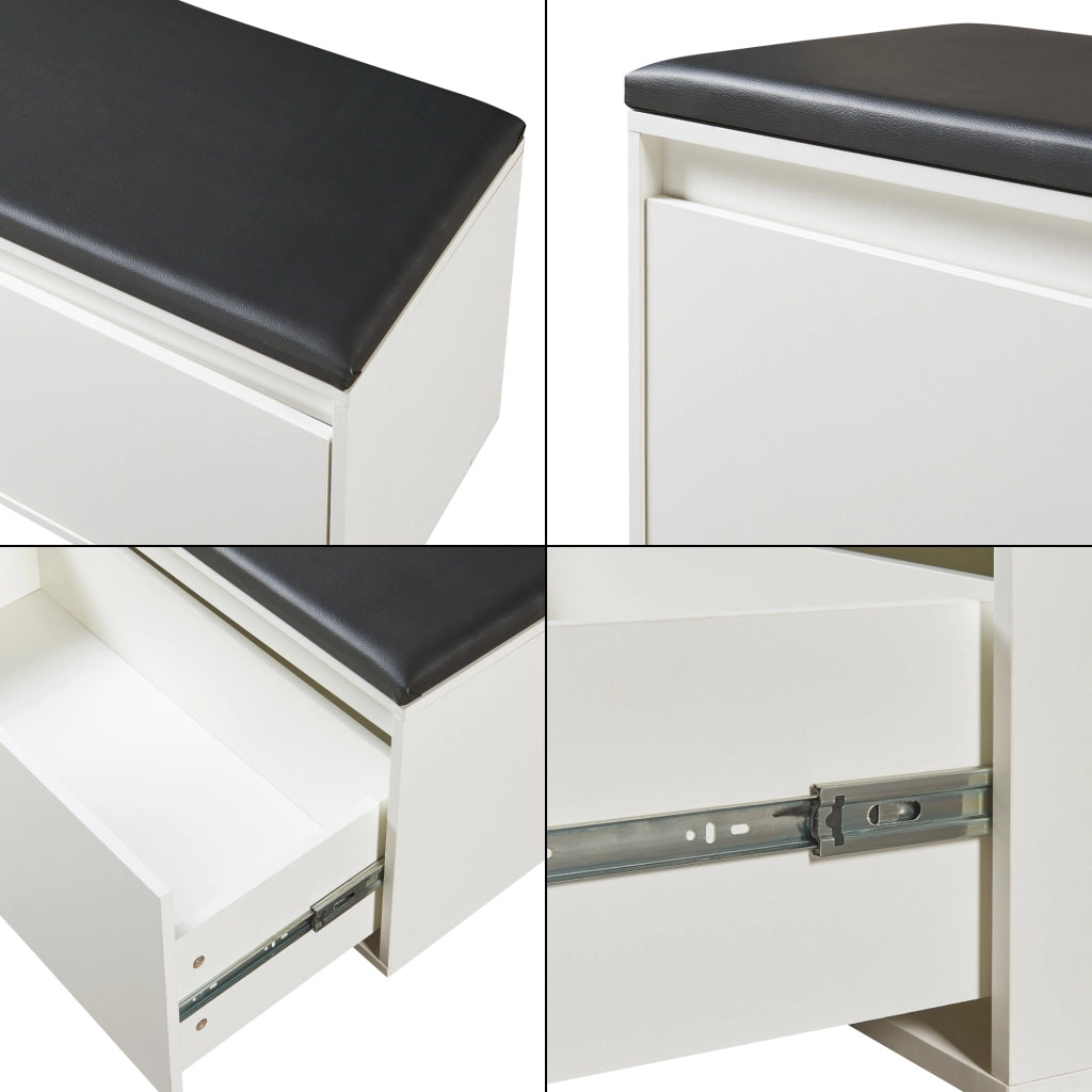 Panchina Portascarpe Degerfors con Cassetto 80x39x45 cm Bianco / Nero [en.casa]