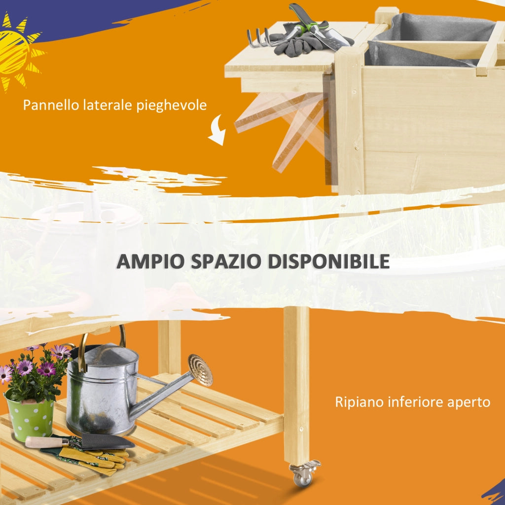 Fioriera da Esterno a 8 Sezioni con Ripiano Laterale e Mensola in Legno di Abete, 123x54x87 cm, Legno