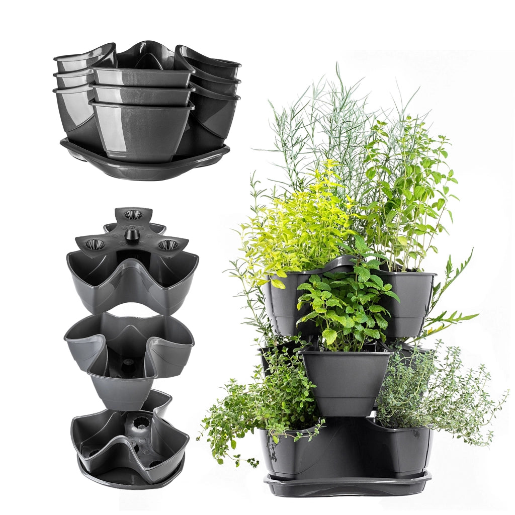 Vaso da fiori KADAX, vaso per fiori, coperchio in plastica, tripla cascata, supporto per fiori 3 in 1