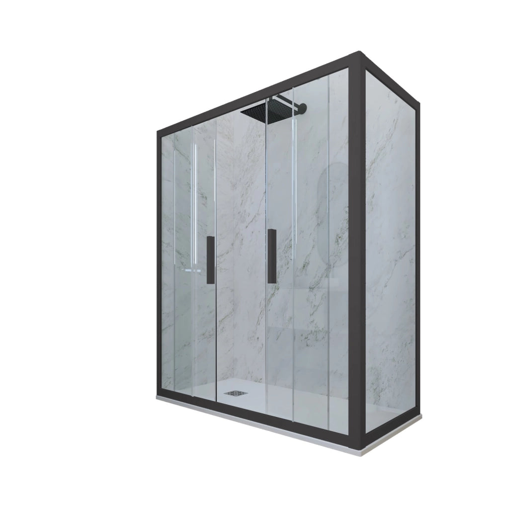 Box doccia 2 ante scorrevoli 90x150 CM H 200 Vetro Trasparente Profilo Antracite mod. Glam Duo
