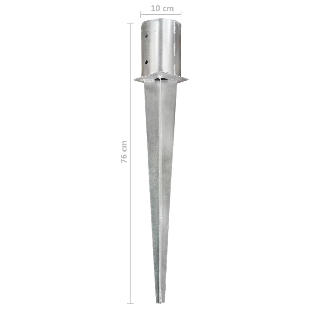 Picchetti di Terra 6 pz Argento 10x76 cm in Acciaio Zincato 145432