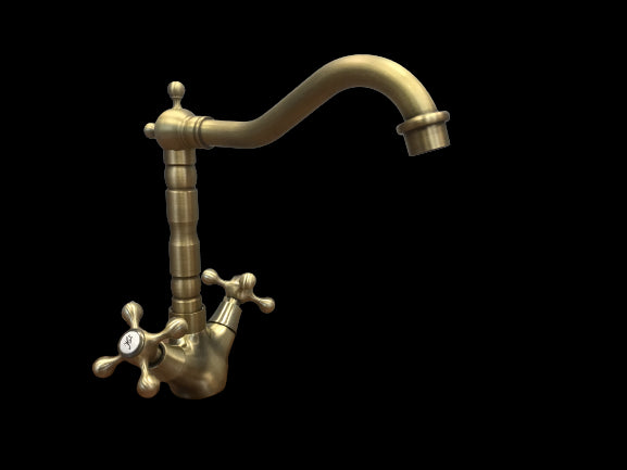 Rubinetto per lavabo cucina bronzato stile vintage lavorato