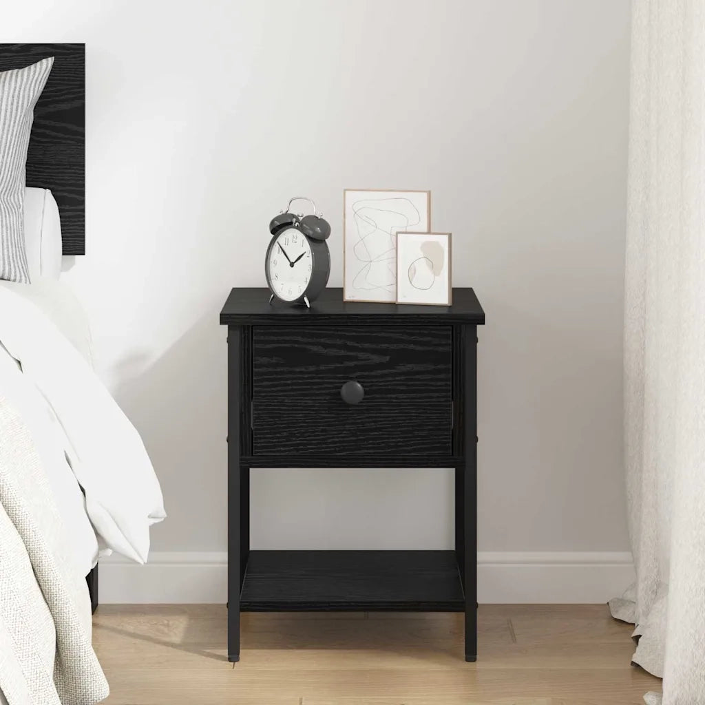 Comodino Rovere Nero 34 x 35,5 x 45 cm Legno multistrato 881804