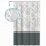 Trade Shop - Tenda Doccia Vasca Bagno 12 Anelli 180x200 Cm Motivo Paisley Etnico Grigio 87581 -