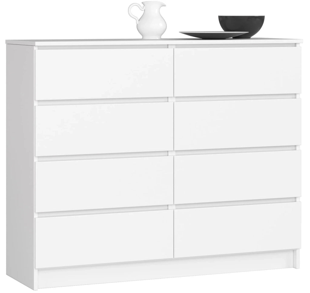 Cassettiera AKORD K120 Bianca 120 cm 8 cassetti 120x40x99 cm