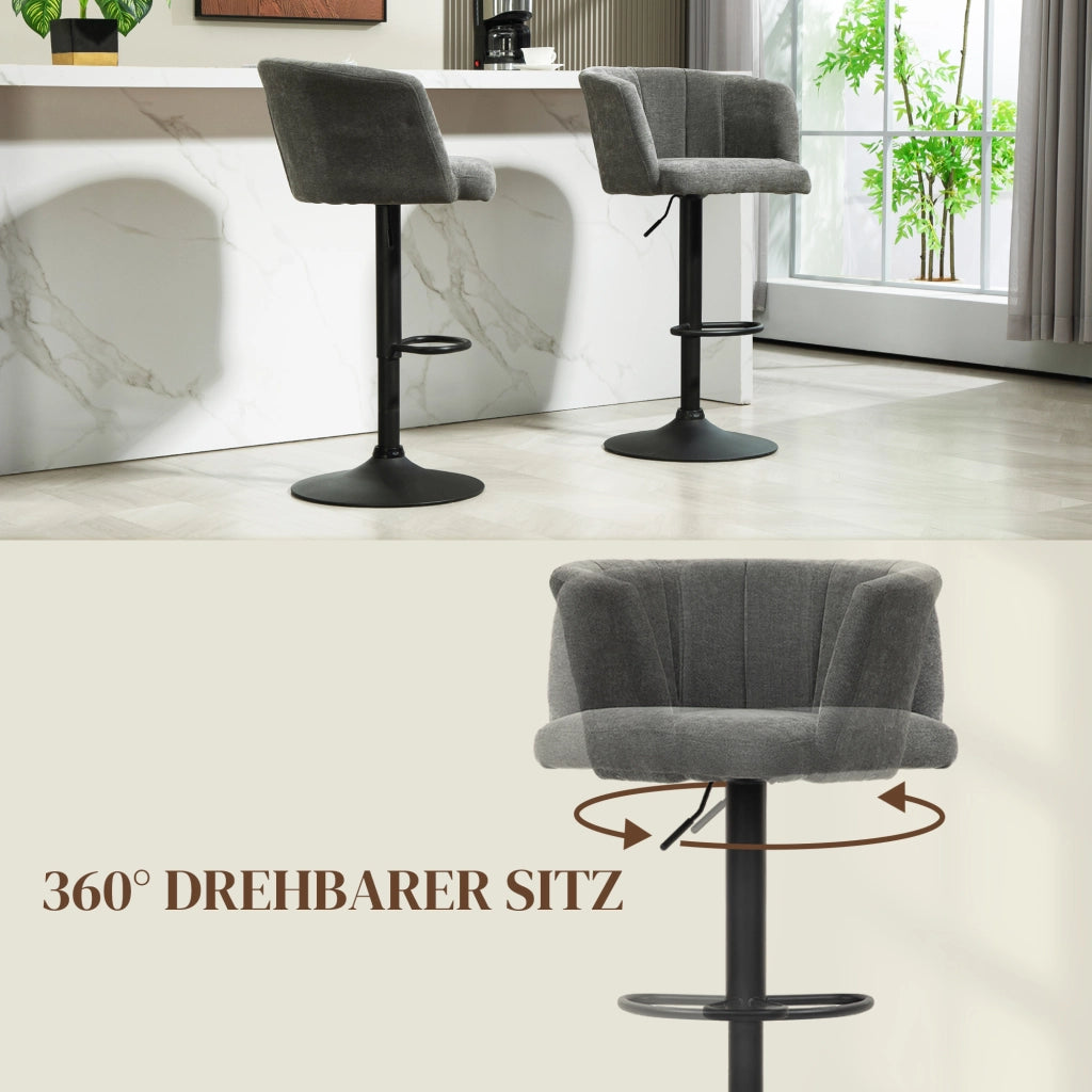 SGABELLO ALTO Set da 2 pezzi girevole 59x53x89-110 cm grigio scuro poliestere
