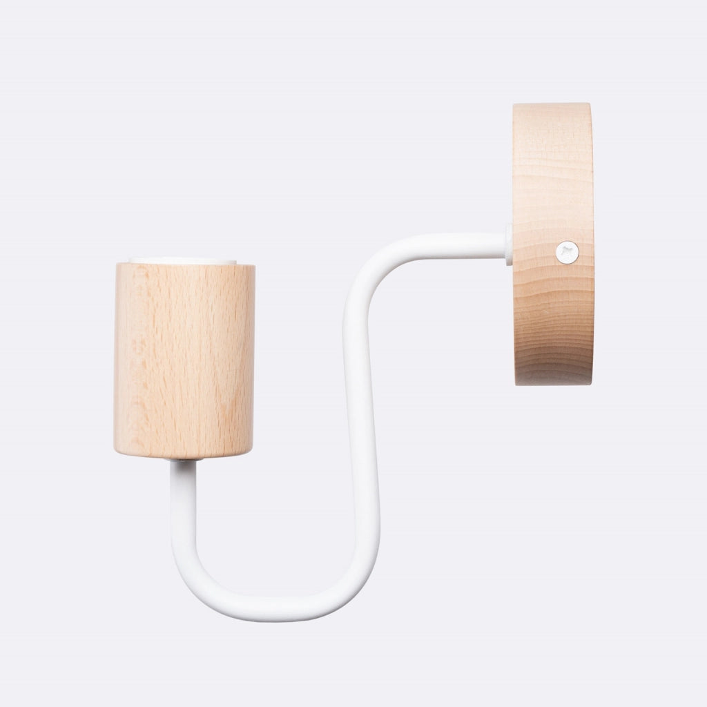 Applique industriale bianca legno PALMOS E27 15W Pure Lume