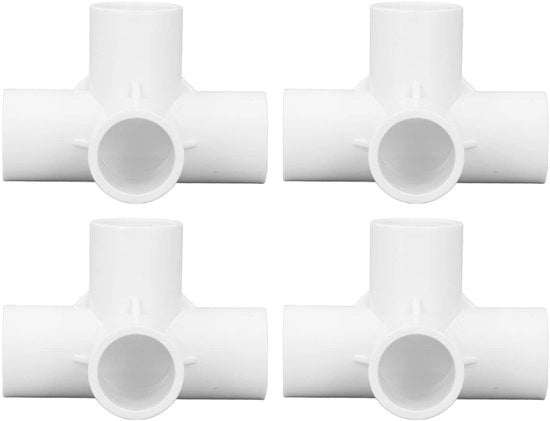 Connettore 4-foglio in PVC - 10 pezzi - Maniglia in plastica - 25 mm Flessibile - Set per mobili - Bianco