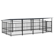 Cuccia gabbia per animali da esterno pac con tetto per cani in acciaio 7,51 m² nero 02_0041769